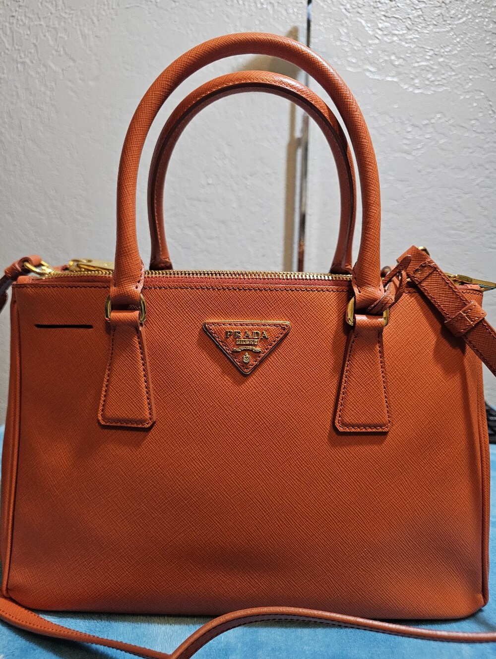 #43529-Prada Galleria PM bright orange Width-12inch Height-8 - Picture 2 of 15
